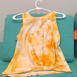 Yellow Mist knotted front XL girls tank top